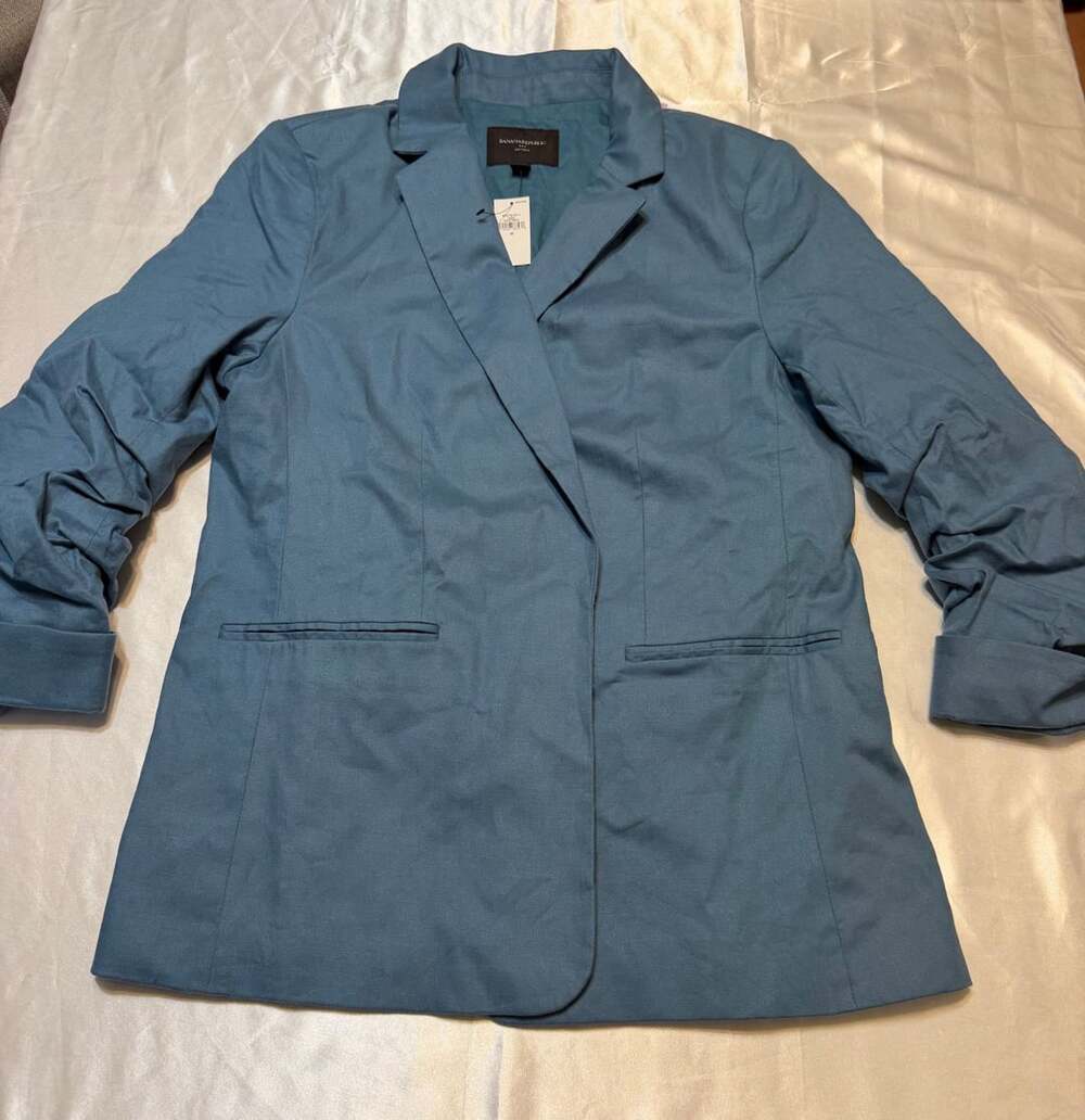 Banana Republic Blue Linen-Blend Hayden Blazer Size M